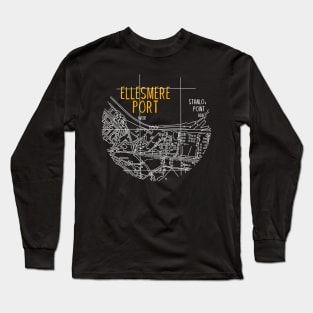 Ellesmere Port Map (White & Orange) Long Sleeve T-Shirt